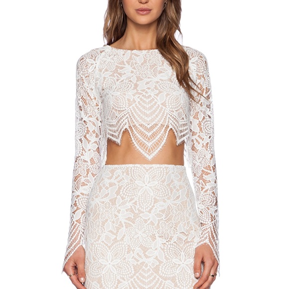 For Love And Lemons Tops - For love and lemons white lace crop top